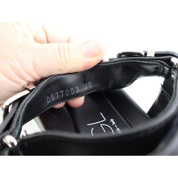 AGL Sandals Black Leather Flatform Buckle Slingback Adjustable Size 38 8 Punk - Picture 11 of 13